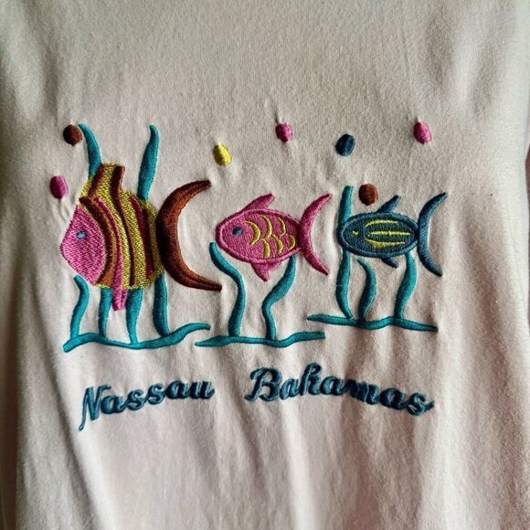 Embroidered Tropical Fish Night Shirt House Dress - Picture 7 of 7